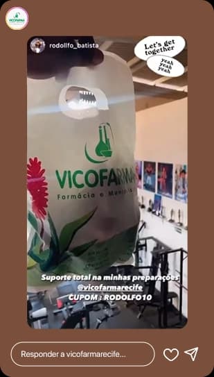 Story de cliente mostrando embalagem da Vicofarma