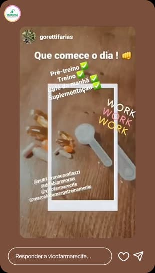 Story com sugestão de rotina e suplementação